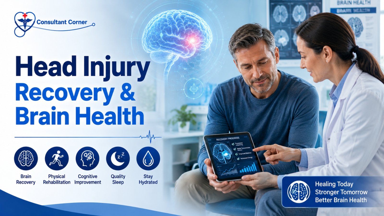 A head injury can happen in the blink of an eye — a bathroom fall, a car collision, a sports impact, or even a careless bump into a cabinet door. But the consequences can ripple through days, weeks, or even months of your life. Understanding what a head injury actually means, recognizing when symptoms signal danger, knowing what recovery looks like, and learning when to call a doctor can make a real difference in how quickly — and how completely — you or someone you love gets better. This comprehensive guide covers everything you need to know about head injury: the different types, common and emergency symptoms, the stages of recovery, special populations at risk, how doctors diagnose injury, and the steps you can take today to protect your brain health. What Is a Head Injury? A head injury is any form of trauma to the scalp, skull, or brain. The spectrum is wide — it can range from a minor bump that leaves a small lump, all the way to a traumatic brain injury (TBI) that disrupts memory, mood, movement, or consciousness. Not every head injury directly involves the brain. A scalp laceration may bleed dramatically (scalp tissue is highly vascular) but involve no brain trauma at all. Conversely, a head injury that looks minor on the surface can still cause significant damage to the brain beneath the skull.
